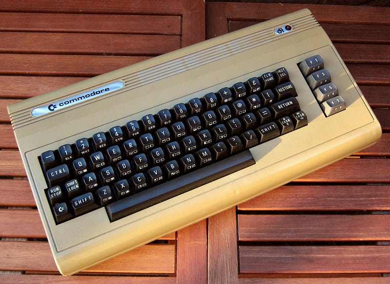 Early model of the Commodore 64, showcasing its design.