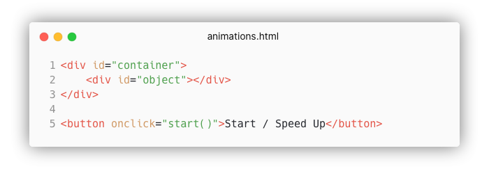 HTML setup for animation