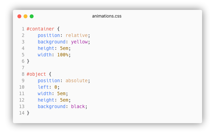 CSS for animation setup