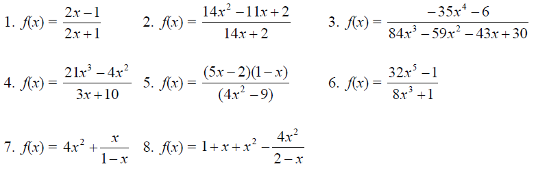 Homework problems involving parabolic asymptotes