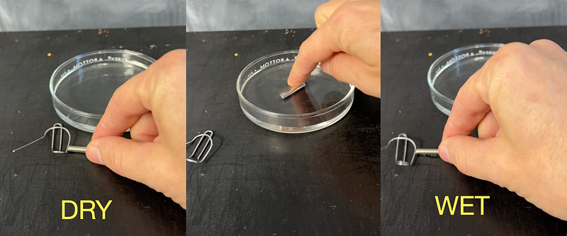 Testing magnet's effectiveness in water