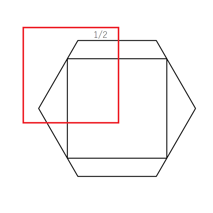 Corner of a hexagon with an inscribed square