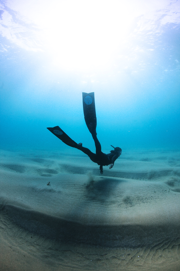 An engaging image showcasing a free diver in action