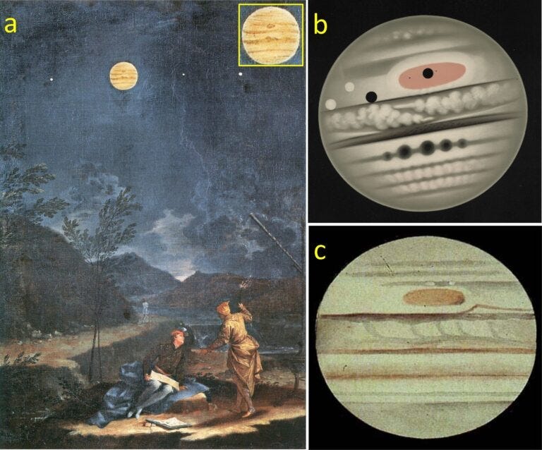 Historical illustrations of Jupiter's spots