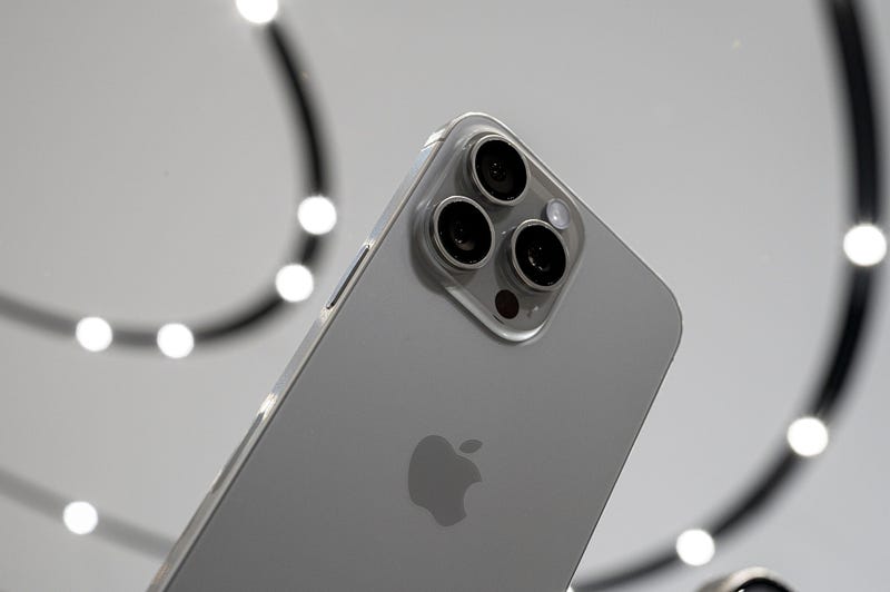 Close-up view of iPhone 15's sleek design.