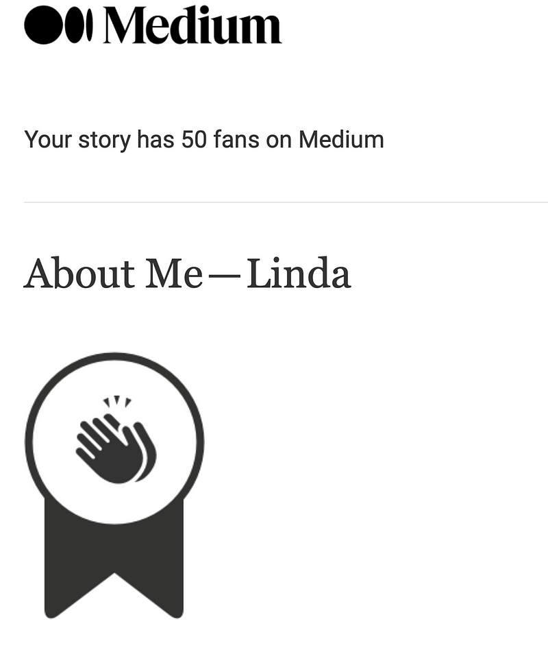 Screenshot of Medium badge notification