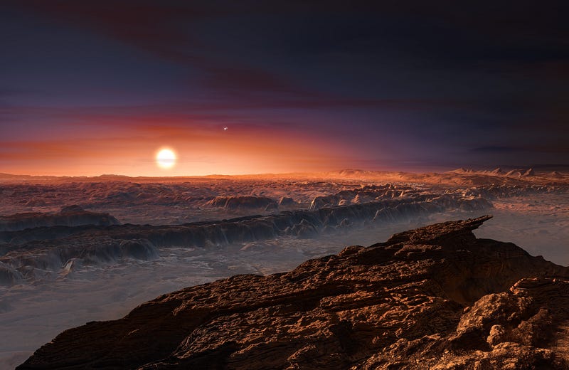 Artist's depiction of the exoplanet Proxima b