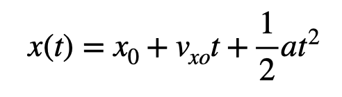 Quadratic equation representation of horizontal motion