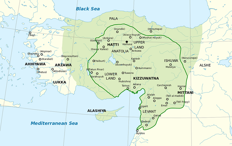 Map illustrating Hittite territorial expansion