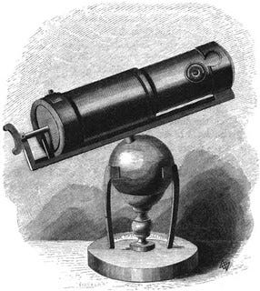 Drawing of Isaac Newton's first reflecting telescope