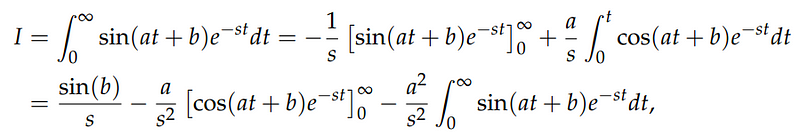 Integration by parts applied to sine function