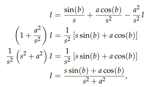 Rearranged equation for sine function Laplace transform