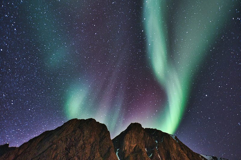 Aurora over a night sky in Norway