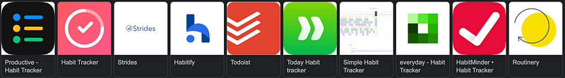 Screenshot of habit trackers on iOS